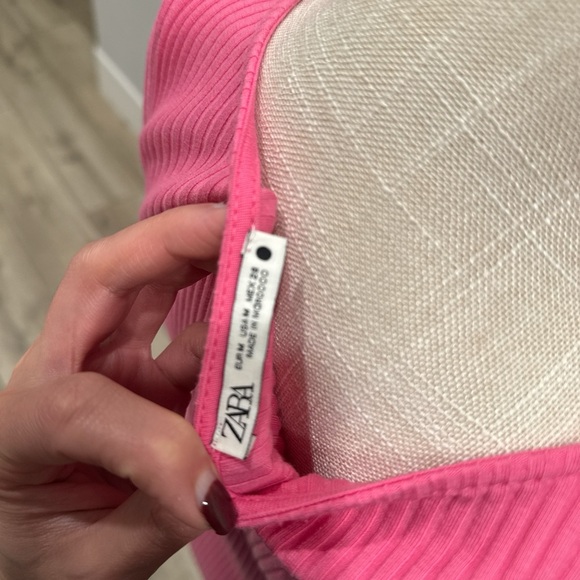 Zara Pink Ribbed Midi Dress - Picture 9 of 10